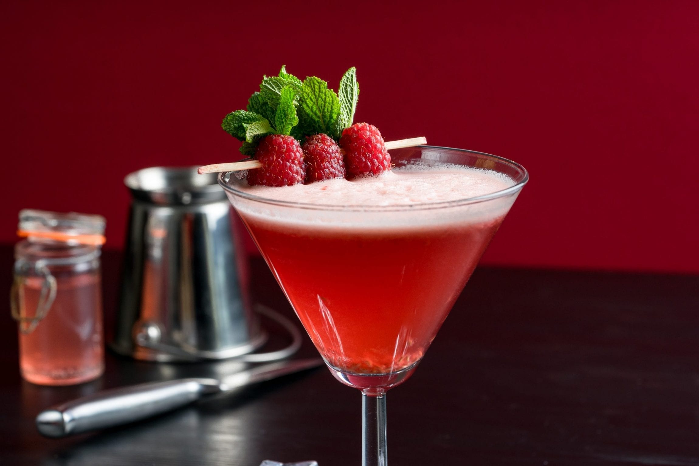 Raspberry Cosmopolitan made with the Spirit of Wales Distillery Release Welsh Vodka.
