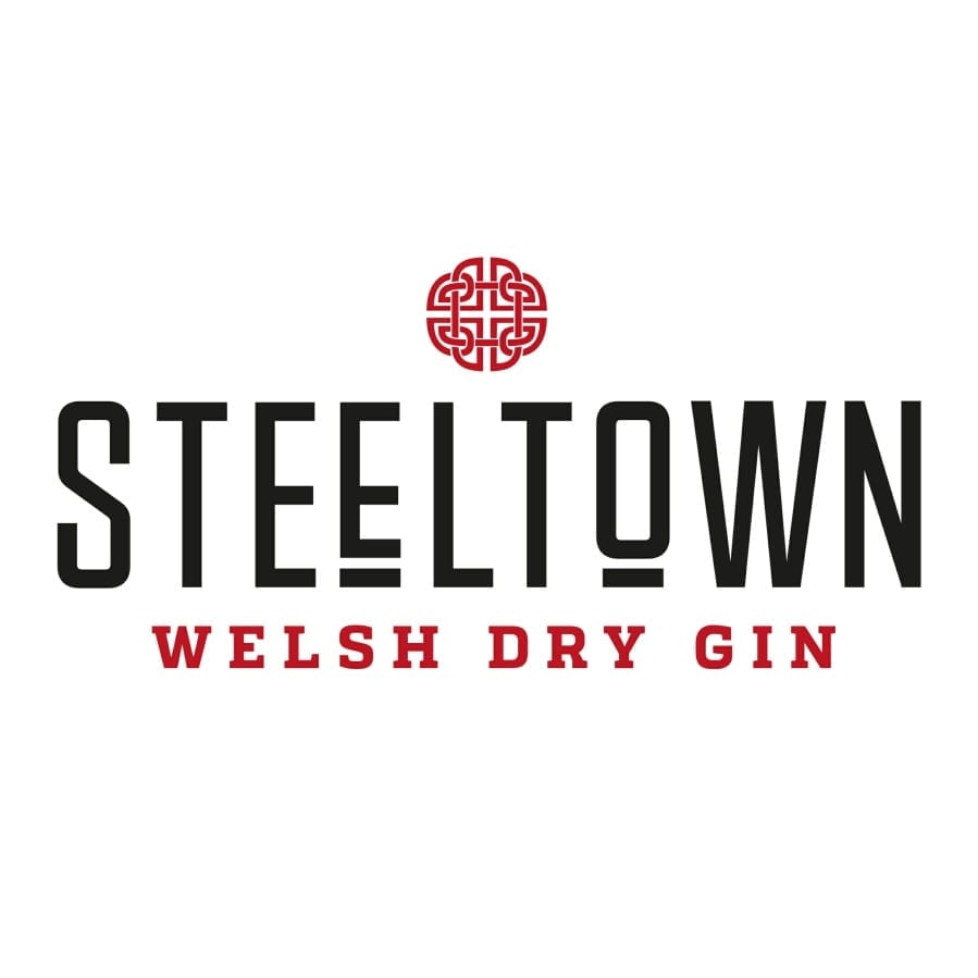 Spirit of Wales Distillery Steeltown Welsh Dry Gin Black and Red logo