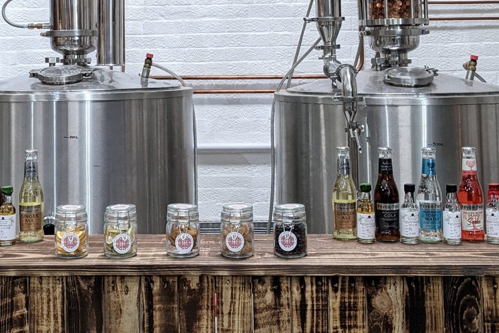 Spirit of Wales Distillery Virtual Tasting Set up behind the bar