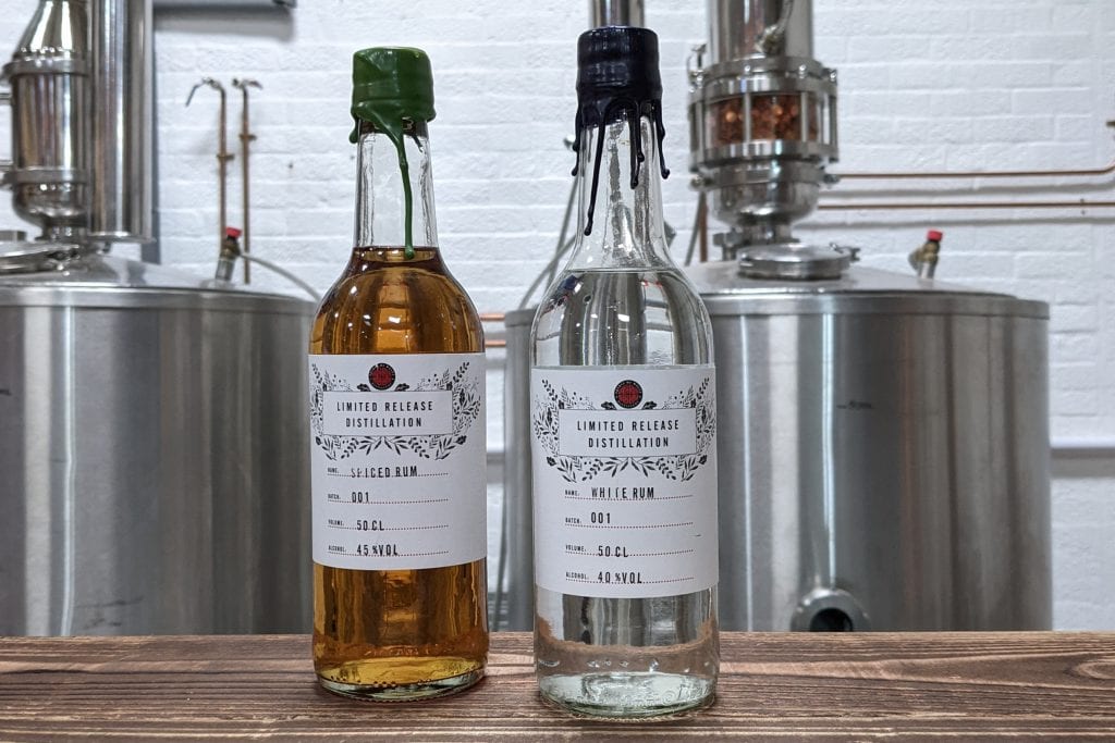 Spirit of Wales Distillery Release Welsh Rums on the bar in the Newport distillery