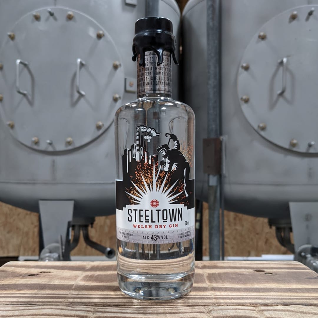 Steeltown Range of Welsh Dry Gin in the Newport Distillery in South Wales Steeltown Range of Welsh Dry Gin in the Newport Distillery in South Wales