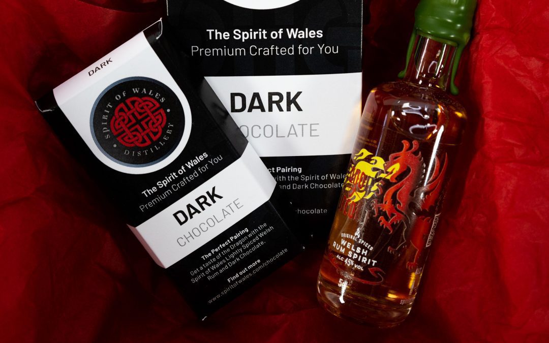 Spirit of Wales distillery Chocolate Pairing Dragons Breath Spiced Welsh Rum and Dark Chocolate