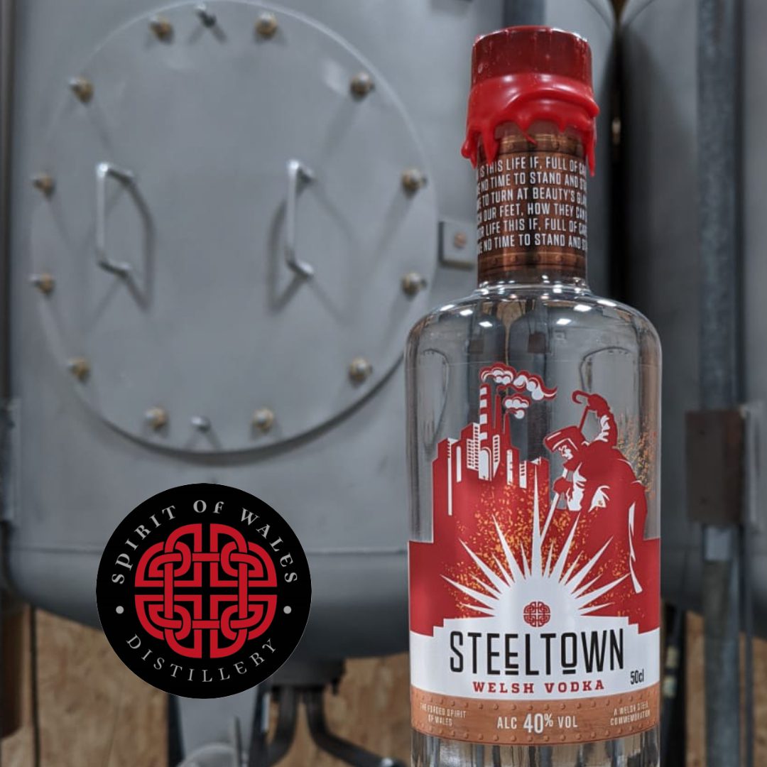 Spirit of Wales distillery Vodka filtered through Anthracite from Carmethshire Ammanford logo Spirit of Wales distillery Vodka filtered through Anthracite from Carmethshire Ammanford