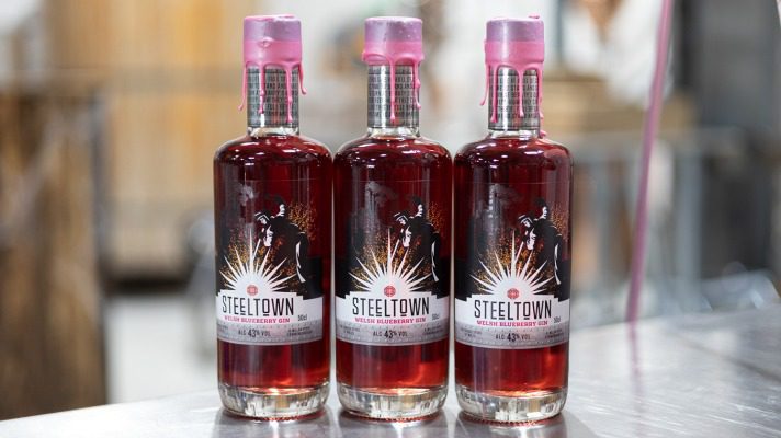 Spirit of Wales Distillery Steeltown Blueberry Welsh Gin in Newport distillery